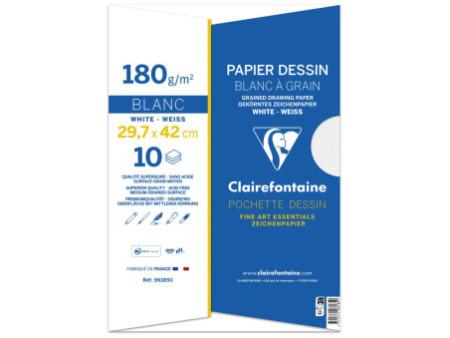 Clairefontaine Papier dessin 'Blanc à Grain', 297 x 420 mm