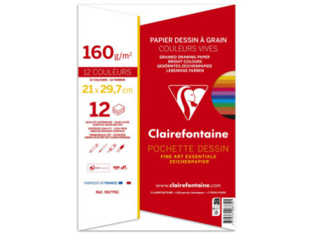 Clairefontaine Papier dessin 'à Grain', A4, couleurs vives