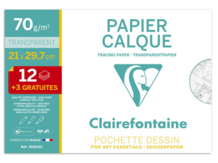 Clairefontaine Papier calque, A4, 70 g/m2, pack promo