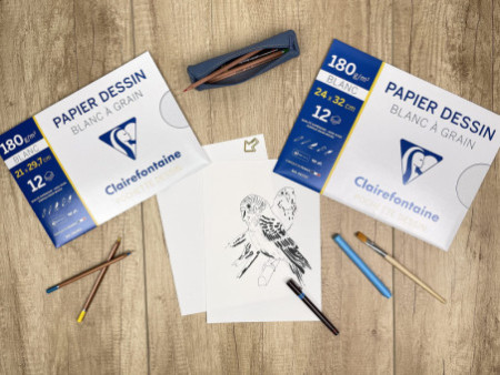 Clairefontaine Papier dessin 'Blanc à Grain', 240 x 320 mm