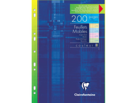Clairefontaine Feuillets mobiles perforés couleur, A4
