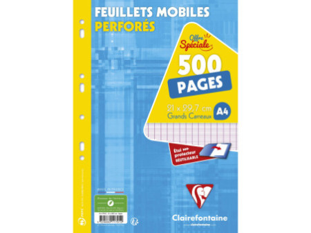 Clairefontaine Feuillets mobiles perforés, A4, séyès