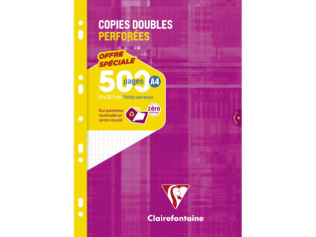 Clairefontaine Copies doubles perforées, A4, quadrillé 5x5