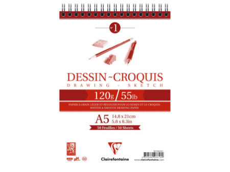 Clairefontaine Bloc papier dessin 'Dessin - Croquis', A5