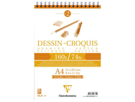 Clairefontaine Bloc papier dessin Croquis, A4, 160 g/m2