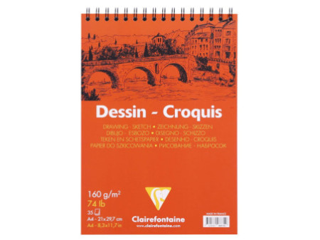 Clairefontaine Bloc papier dessin Croquis, A4, 160 g/m2