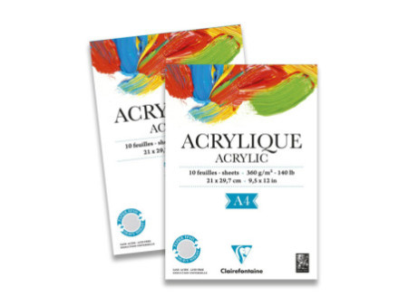 Clairefontaine Papier dessin ACRYLIC, A4, 360 g/m2, blanc