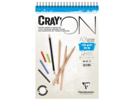 Clairefontaine Bloc papier dessin 'CRAY'ON', A3, 120 g/m2