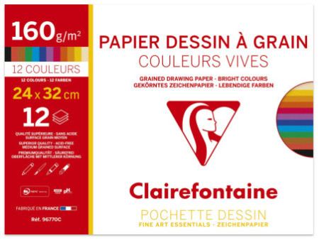 Clairefontaine Papier dessin 'à Grain', couleurs vives