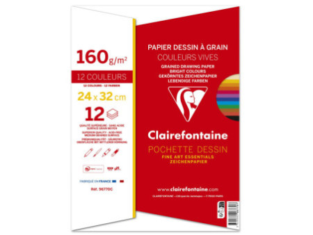 Clairefontaine Papier dessin 'à Grain', couleurs vives