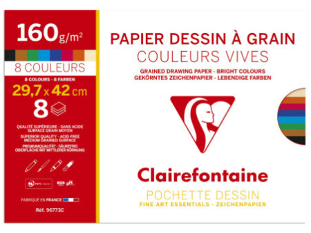 Clairefontaine Papier dessin 'à Grain', A3, couleurs vives