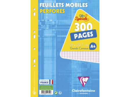 Clairefontaine Feuillets mobiles perforés, A4, seyès