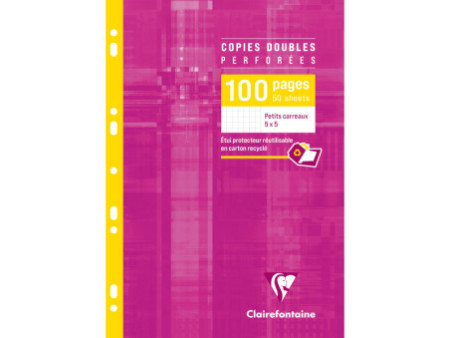 Clairefontaine Copies doubles perforées, A4, quadrillé 5/5