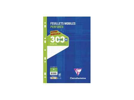 Clairefontaine Feuillets mobiles perforés, A4, quadrillé 5x5