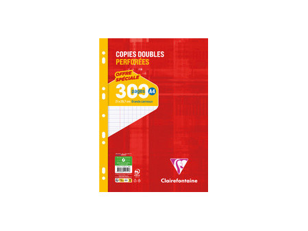 Clairefontaine Copies doubles perforées, A4, quadrillé 5x5