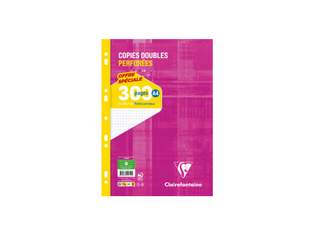 Clairefontaine Copies doubles perforées, A4, quadrillé 5x5