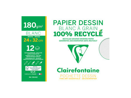 Clairefontaine Papier dessin 'Blanc à Grain' 100% recyclé