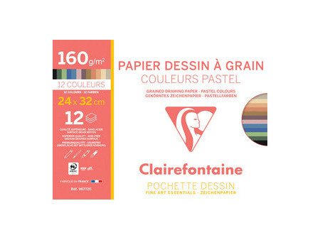 Clairefontaine Papier dessin 'à Grain', couleurs pastel