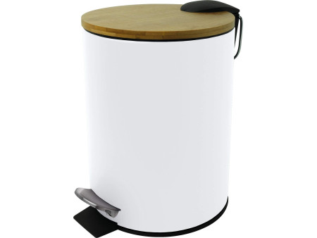 helit Poubelle à pédale 'the bamboo', 3 litres, blanc