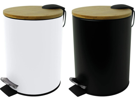 helit Poubelle à pédale 'the bamboo', 3 litres, blanc