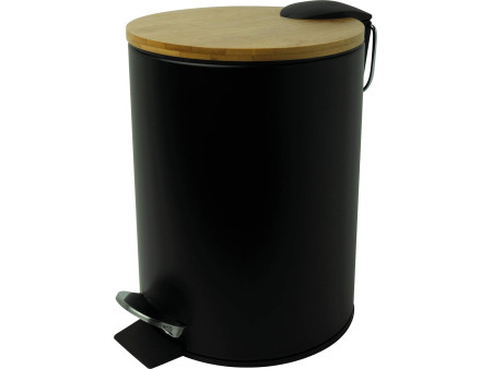 helit Poubelle à pédale 'the bamboo', 3 litres, noir
