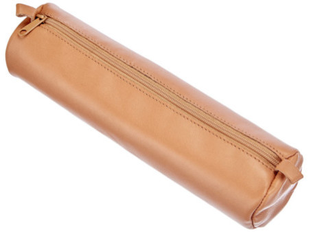 Clairefontaine Trousse ronde, cuir naturel