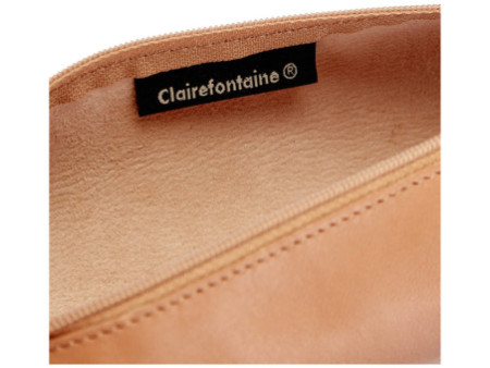 Clairefontaine Trousse ronde, cuir naturel