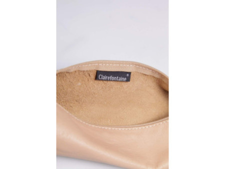 Clairefontaine Trousse plate, cuir naturel