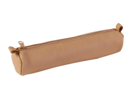 Clairefontaine Trousse petite ronde, cuir naturel