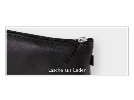 Clairefontaine Trousse petite ronde, cuir noir vieilli