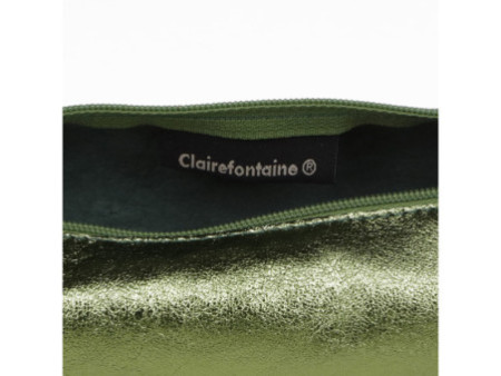 Clairefontaine Trousse CUIRISÉ, cuir, vert
