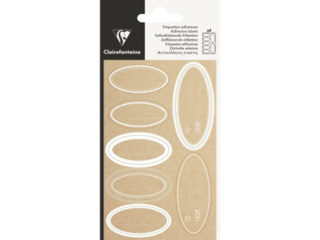 Clairefontaine Etiquettes adhésives 'Ovale kraft', blanc