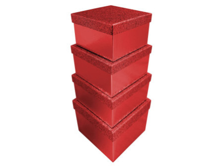 Clairefontaine Boîtes cadeaux 'Pailleté rouge', set de 4