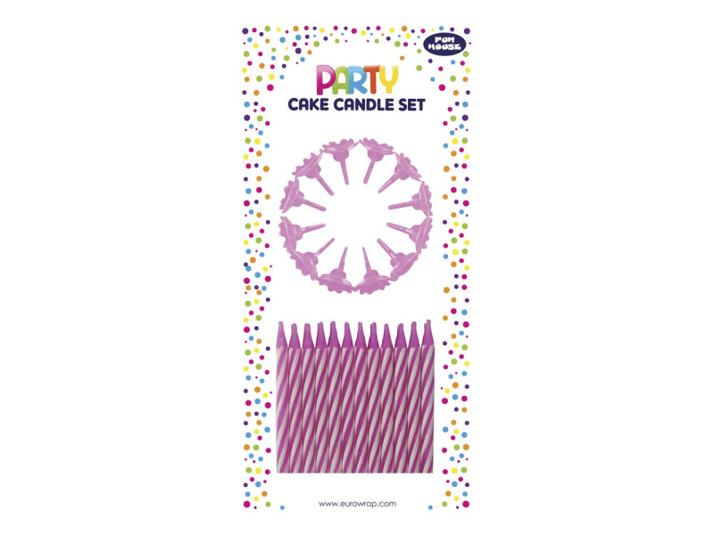Clairefontaine Bougie d'anniversaire, rayée rose/blanc
