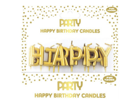 Clairefontaine Set bougies d'anniversaire Happy Birthday, or