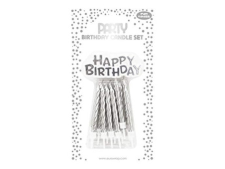 Clairefontaine Bougie d'anniversaire Happy Birthday, argent