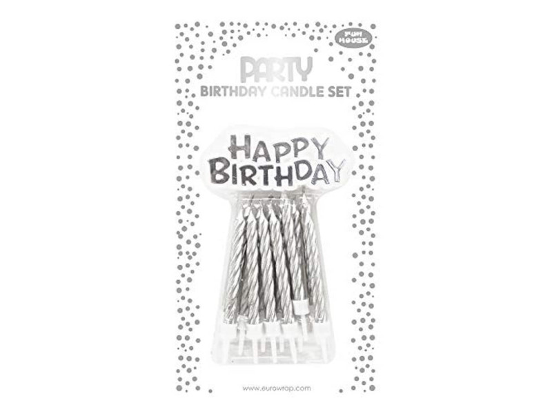 Clairefontaine Bougie d'anniversaire Happy Birthday, argent