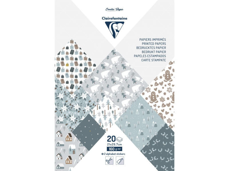 Clairefontaine Bloc de papier imprimé 'Noël polaire', A4
