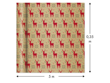 Clairefontaine Papier cadeau de Noël 'Tiny Rolls rennes'