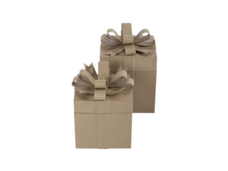 décopatch Boîte cadeau en papier mâché, cubique, set de 2