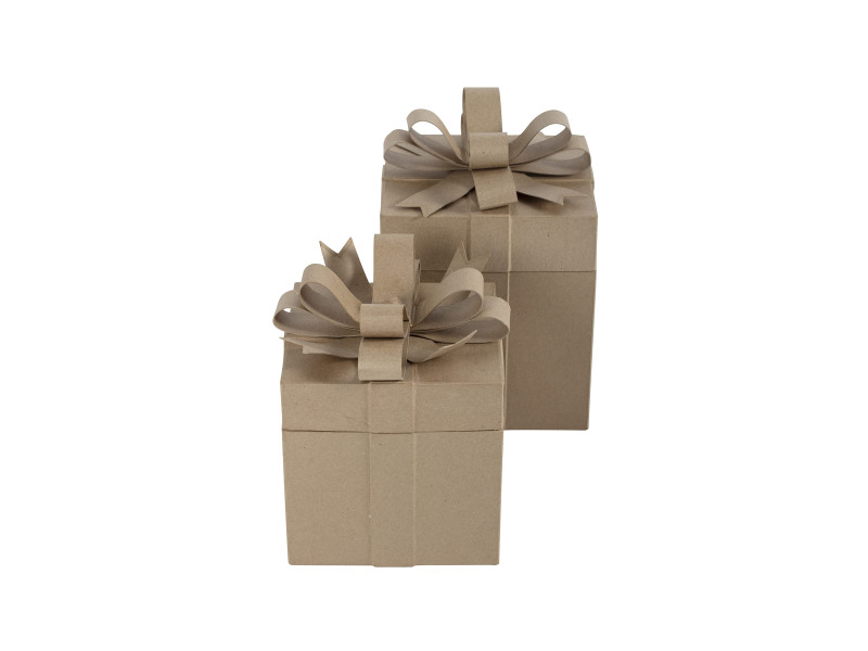 décopatch Boîte cadeau en papier mâché, cubique, set de 2