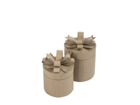 décopatch Boîte cadeau en papier mâché, rond, set de 2