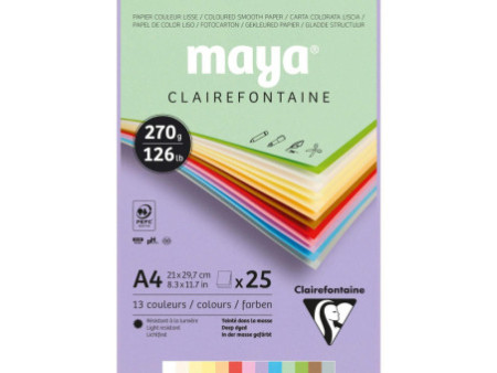 Clairefontaine Bloc de papier couleur MAYA, A4, 270 g/m2