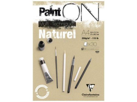 Clairefontaine Bloc de papier à dessin Paint'ON Naturel, A4