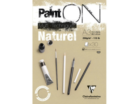 Clairefontaine Bloc de papier à dessin Paint'ON Naturel, A3
