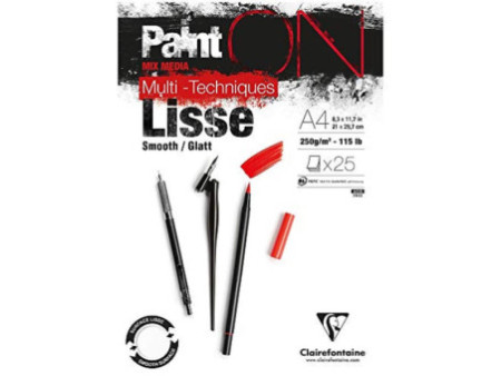 Clairefontaine Bloc papier dessin Paint'ON Lisse, A4, blanc