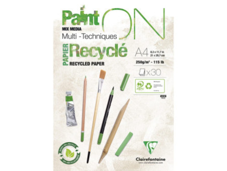 Clairefontaine Bloc papier dessin Paint'ON Recyclé, A4