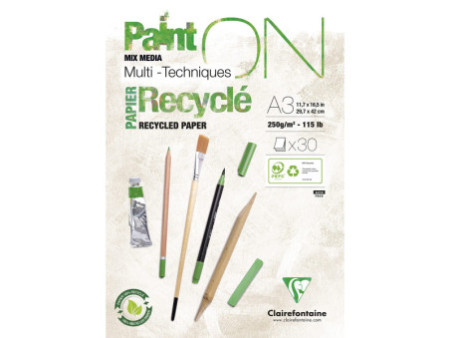 Clairefontaine Bloc papier dessin Paint'ON Recyclé, A3