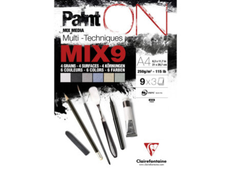 Clairefontaine Bloc papier dessin Paint'ON MIX9, A4