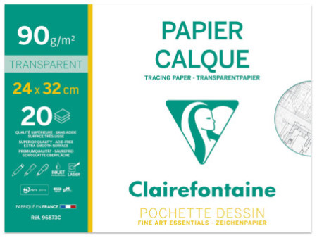 Clairefontaine Papier calque, 90/95 g/m2, 240 x 320 mm